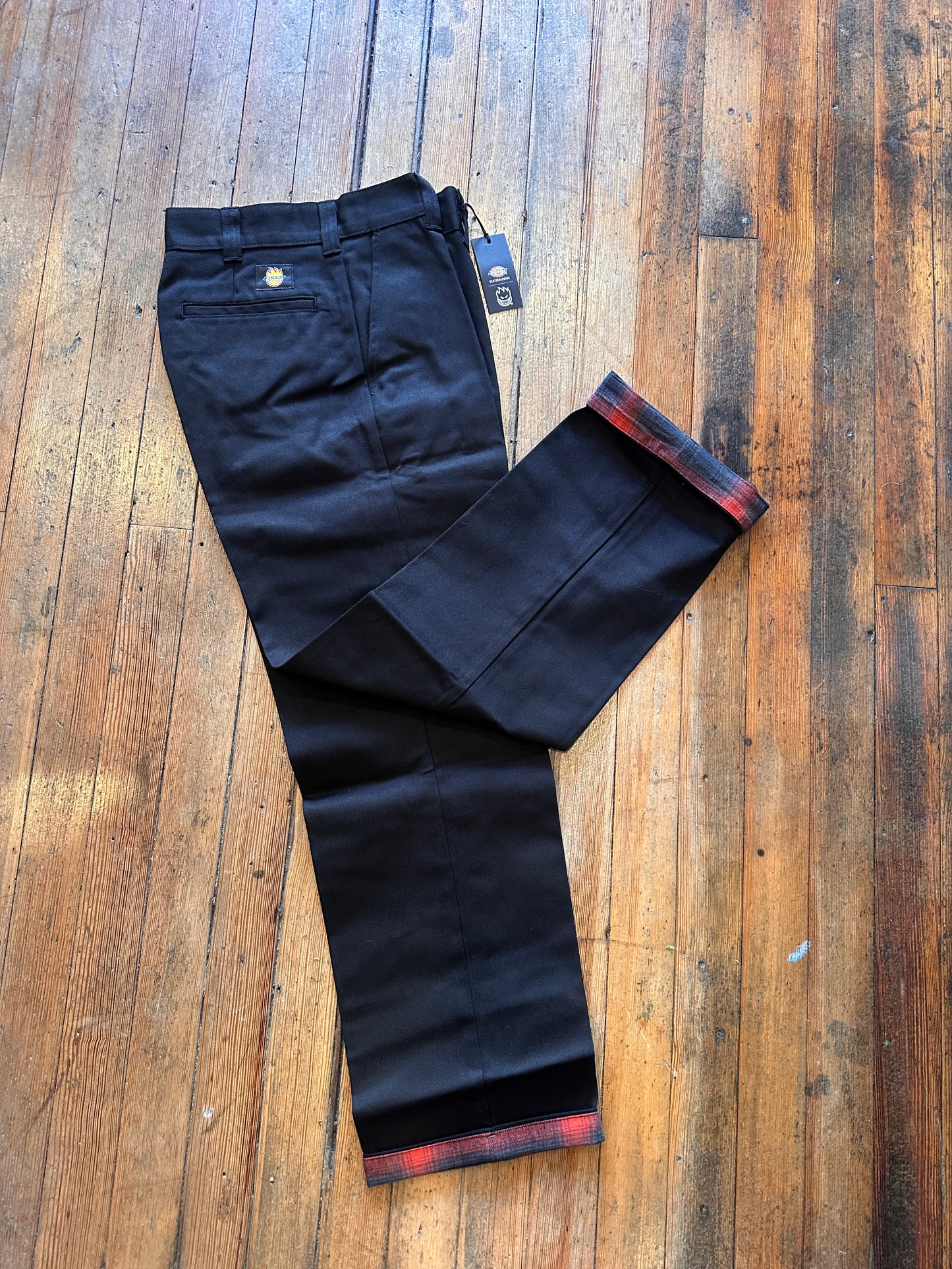 Dickies x Spitfire - Black Pants with Flannel Cuff