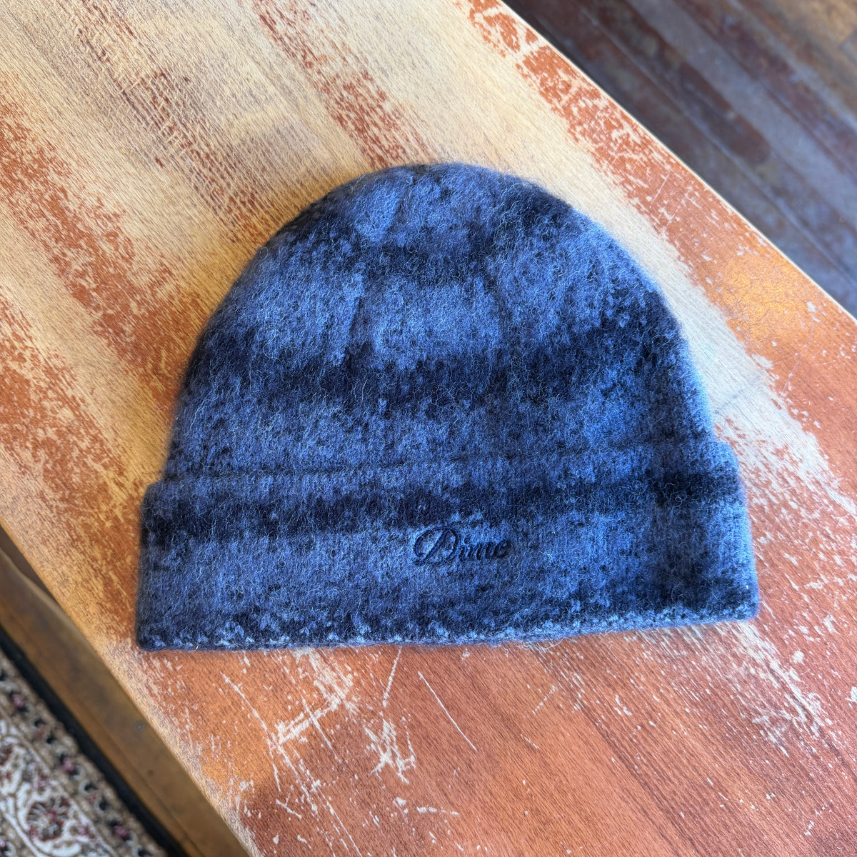 Dime - Mohair Striped Beanie Blue